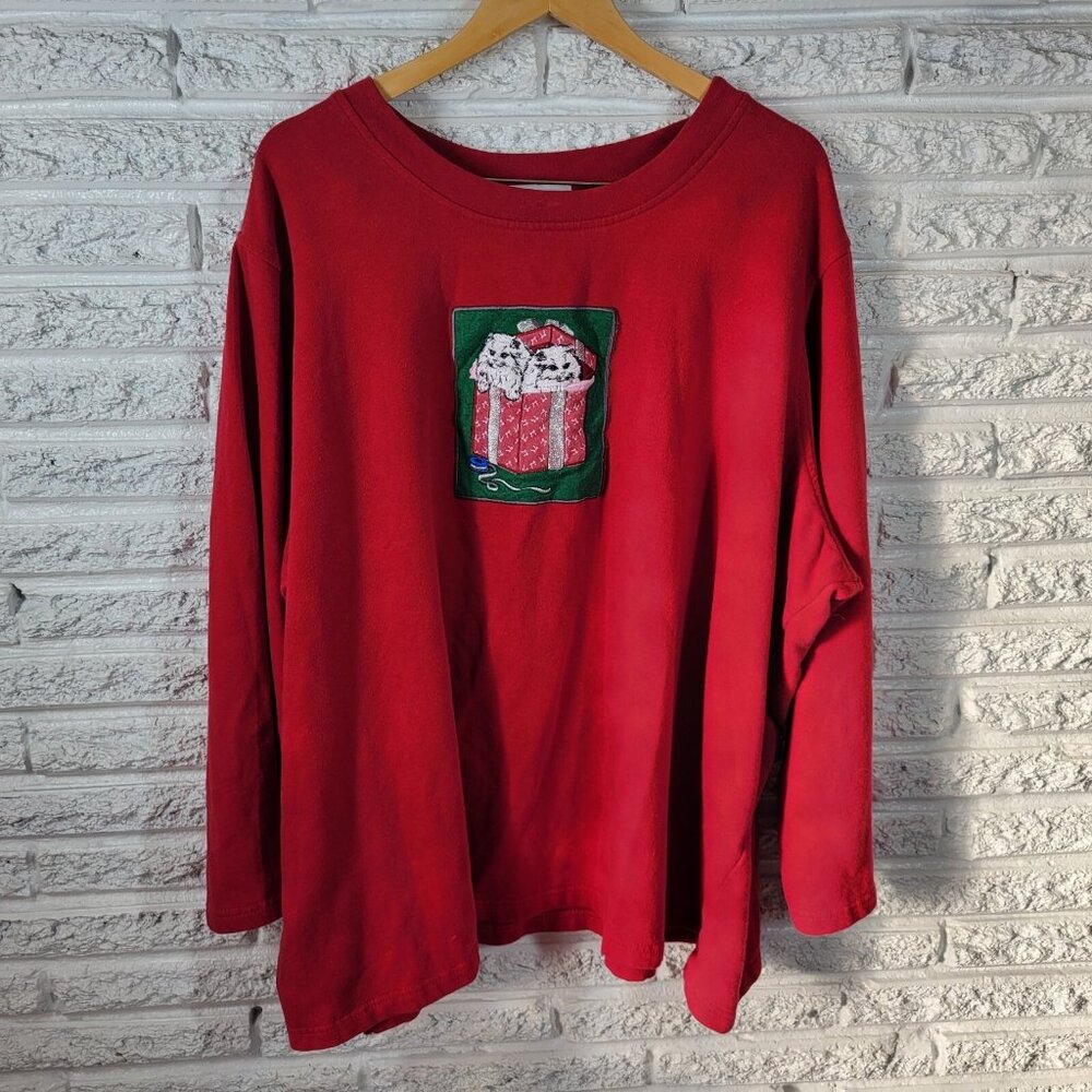 Christmas All American Comfort Women Sweatshirt 4X Plus Red Kittens Cats SWE31E